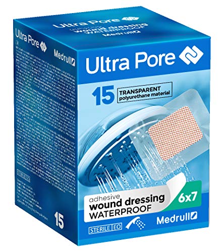 Medrull - Apósitos esterilizados para heridas transparentes e impermeables, 7 x 6 cm,paquete de 75 unidades