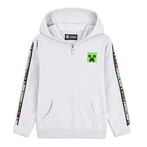 Minecraft Sudadera Niño, Sueter de Manga Larga con Capucha y Cremallera, Ropa Niño Diseño de Creeper, Regalos para Niños Adolescentes Edad 5-14 Años (13-14 años, Gris)