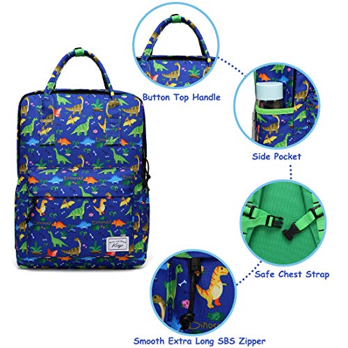 Mochila Infantil, Kasgo Mochila Preescolar Lindo de Kindergarten Mochila Escolar Niños con Correa Pecho Dinosaurio