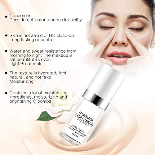 MOULLY Base de maquillaje, Flawless Foundation Color Changing, Concealer Cover Cream Cubierta del Corrector, Make Up Cream Colour Correcting BB Cream Hidratante