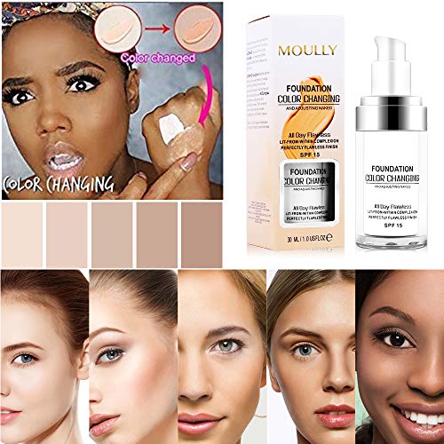 MOULLY Base de maquillaje, Flawless Foundation Color Changing, Concealer Cover Cream Cubierta del Corrector, Make Up Cream Colour Correcting BB Cream Hidratante