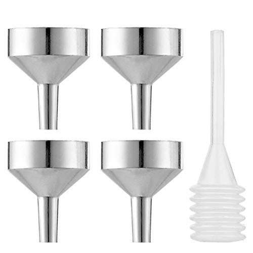 MYLL 4 Piezas Mini Embudo Pequeño de Metal con Pipeta | Embudos Pequeños / Embudo Perfume para Aceite, Muestras y Aceite Esencial (Dia. 18mm)