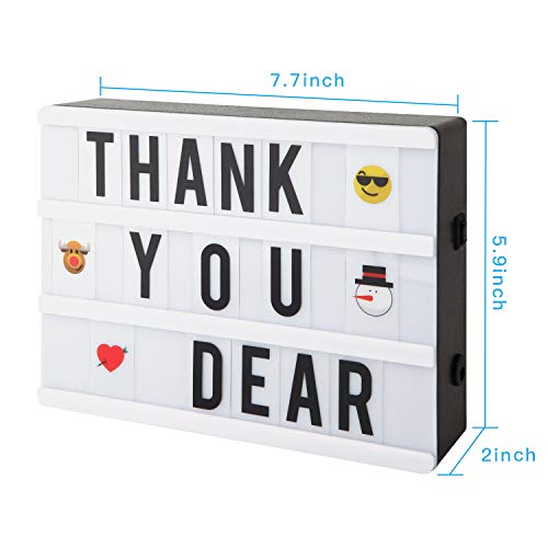 NXDRS Cinematic Light Letras Box, A5 Caja de Luz Cinematográfica con 110 Letters, Emojis y Símbolos, Light Cine Box Funciona con Pilas o Cable USB para CREA tu Propio Mensaje