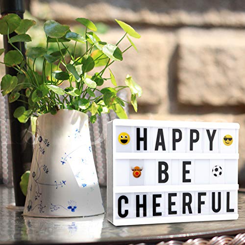 NXDRS Cinematic Light Letras Box, A5 Caja de Luz Cinematográfica con 110 Letters, Emojis y Símbolos, Light Cine Box Funciona con Pilas o Cable USB para CREA tu Propio Mensaje