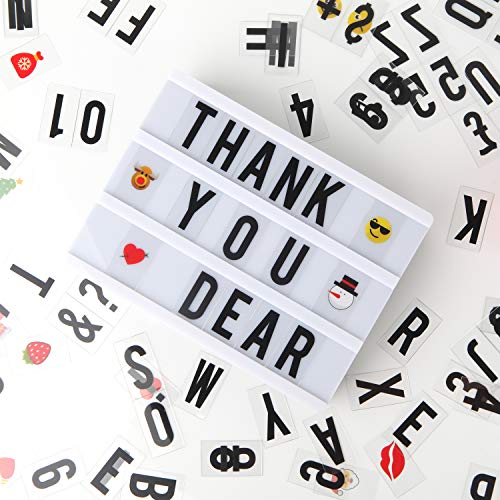 NXDRS Cinematic Light Letras Box, A5 Caja de Luz Cinematográfica con 110 Letters, Emojis y Símbolos, Light Cine Box Funciona con Pilas o Cable USB para CREA tu Propio Mensaje