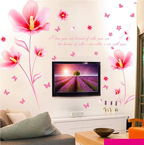 Pegatinas De Pared ，Rosa Fragante Flor Tv Sofá Dormitorio Fondo Pared Decoración Removible Etiqueta De La Pared-Los 60 * 90Cm