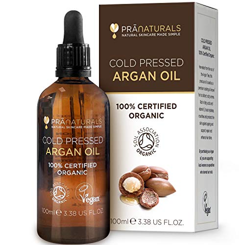 PraNaturals Aceite de Argán Marroquí 100% Orgánico Puro y Natural para Cara y Cuerpo - Rico en Vitamina E para una Piel, Cabello y Uñas Saludables - Sin Parabenos o SLS – Vegano y Libre de Crueldad
