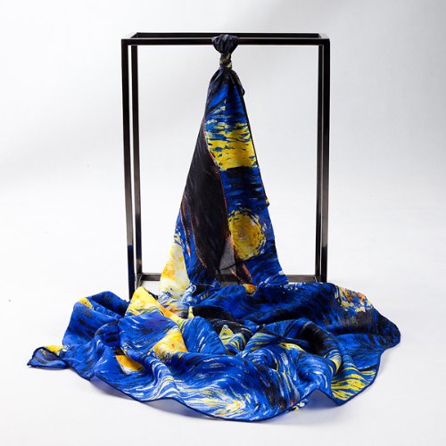prettystern cuello mujer de seda Bufanda impresionista Van Gogh hecha a mano Noche estrellada (Starry Night) P514