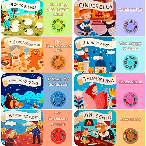 PROACC Story Disc 8 Fairy Tales Movies 64 Diapositivas para Story Projection Torch Story Film Replacement para niños Sleep Story Projector Bedtime Story Toy para niños y niñaste Regalo para Niños