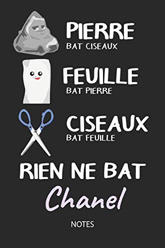 Rien ne bat Chanel - Notes: Noms Personnalisé Carnet de notes / Journal pour les filles et les femmes. Kawaii Pierre Feuille Ciseaux jeu de mots. ... de noël, cadeau original anniversaire femme.