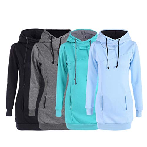 SHOBDW Mujer Liquidación Venta Sudadera con Capucha para de Color sólido Casual Fit Recta Invierno Manga Larga Tops Abrigos Chaqueta Sexy Vestidos Delgados (S, S-Negro)