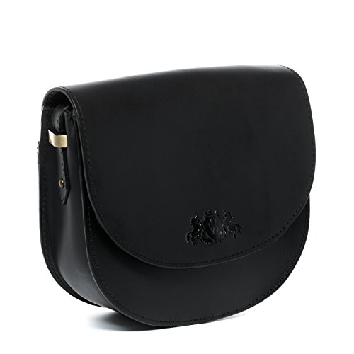 SID & VAIN® Bandolera Trish Bolso de Hombro Bandolera Cruzada Piel Negro
