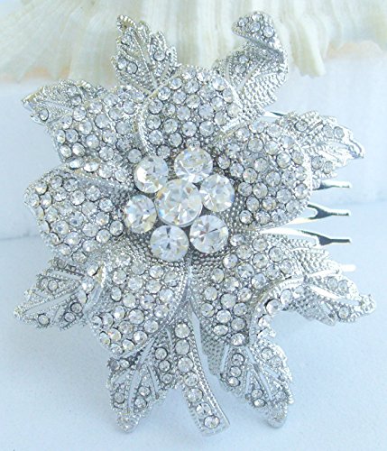 sindary novia cabeza 2,95 "romántica boda flores pelo peine claro cristal austriaco ukh3608