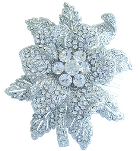 sindary novia cabeza 2,95 "romántica boda flores pelo peine claro cristal austriaco ukh3608