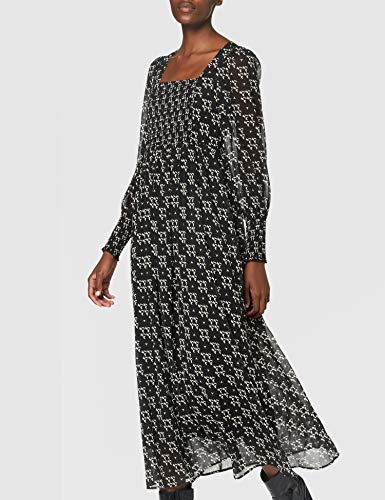 Sisley Dress Vestido, Impresión Negra y Blanca 78F, 44 para Mujer
