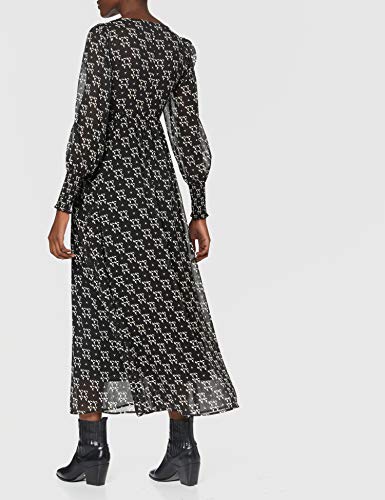 Sisley Dress Vestido, Impresión Negra y Blanca 78F, 44 para Mujer