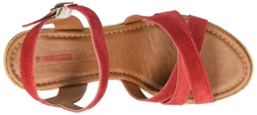 s.Oliver 5-5-28301-24, Sandalia con Pulsera para Mujer, Pintalabios Rojo Suede 540, 41 EU