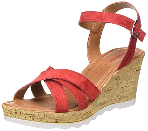s.Oliver 5-5-28301-24, Sandalia con Pulsera para Mujer, Pintalabios Rojo Suede 540, 41 EU