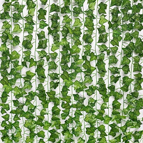 SOMONEY 15 paquetes de 105 pies Plantas Hiedra Artificial Decoración Interior y Exterior Guirnalda Hiedra Artificial De Hogar Boda Jardín Valla Escalera Ventana para Decoración