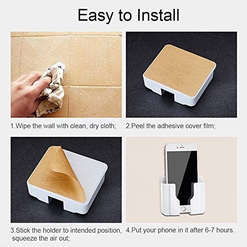 Soporte Teléfono Pared, Soporte de Control Remoto Adherente Soporte de Carga para Teléfono Soportes para Móviles 99 mm * 86 mm * 30 mm, Blanco