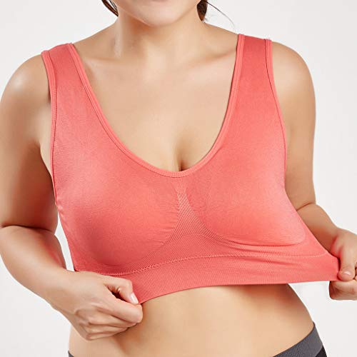 Sujetador Deportivo para Mujer SHOBDW 2019 Nuevo Cómodo Color Sólido Cuello en V Tank Tops Blusa Camisole Camisetas Mujer Tirantes Deporte Bra Tallas Grandes S-6XL(Naranja,5XL)