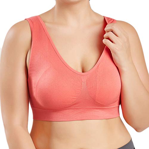 Sujetador Deportivo para Mujer SHOBDW 2019 Nuevo Cómodo Color Sólido Cuello en V Tank Tops Blusa Camisole Camisetas Mujer Tirantes Deporte Bra Tallas Grandes S-6XL(Naranja,5XL)