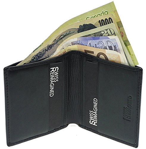 SWISS REIMAGINED Cartera Billetera RFID para Hombre - Piel - 6 Tarjetas – Negra