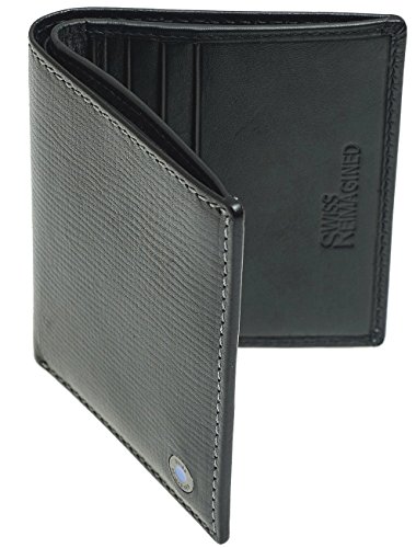 SWISS REIMAGINED Cartera Billetera RFID para Hombre - Piel - 6 Tarjetas – Negra