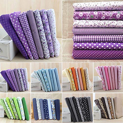 Telas de Algodón de Cuadrados 7pcs Para Patchwork Tejidos por Metro 25x25cm (Café)