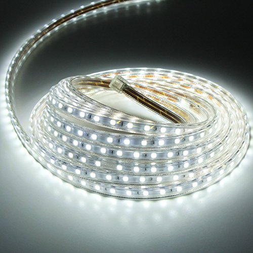 Tiras LED SMD5050 60 Led/m 220v (5 Metros) Luz Fría 6000k Ip65 Impermeable Con Enchufe ONSSI LED