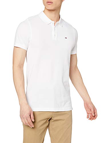 Tommy Hilfiger Piqué P Camiseta Polo con Cierre de 3 Botones, Blanco (Classic White), XXL para Hombre