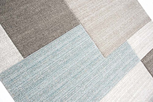 Traum Sala de Estar diseñador Alfombra Alfombra contemporánea alfombras de Pelo bajo con el Color patrón de Diamantes de Recorte de Contorno en Colores Pastel Azul Crema Amarillento Größe 60x110 cm