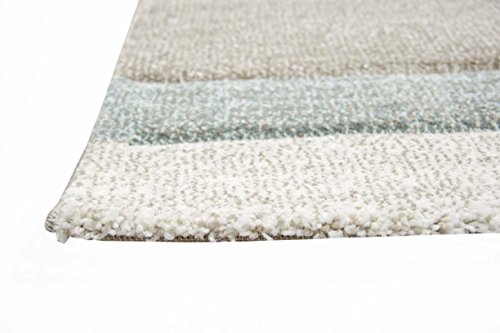 Traum Sala de Estar diseñador Alfombra Alfombra contemporánea alfombras de Pelo bajo con el Color patrón de Diamantes de Recorte de Contorno en Colores Pastel Azul Crema Amarillento Größe 60x110 cm
