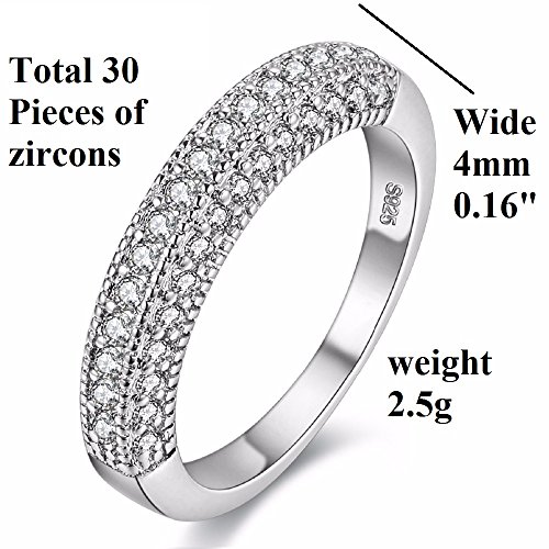 Uloveido Girl Platinum Plated Round Cubic Zirconia Zircon Eternity Rings Wedding Engagement Band Ring para Sus Regalos de San Valentín para Mujeres Talla 19 Y100