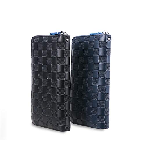 Wennew Estuche Granos de Cuero para Hombres y Mujeres Cosmopolitan Business Contracted Purse Handbag Paquetes telefónicos de Gran Capacidad (Color : Azul)