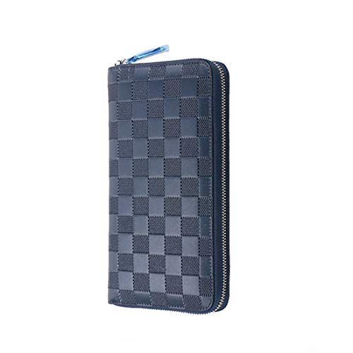 Wennew Estuche Granos de Cuero para Hombres y Mujeres Cosmopolitan Business Contracted Purse Handbag Paquetes telefónicos de Gran Capacidad (Color : Azul)