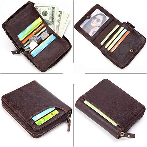 Wennew Monedero Minimalista Bolso de Mano con Cremallera Cuero Que restaura Maneras de Antediluvian Hombres y Mujeres cosmopolitas (Color : Color café)