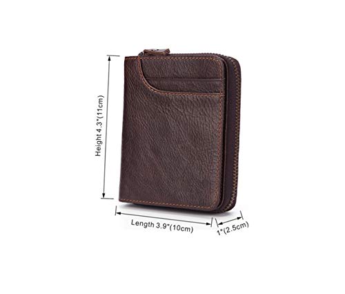 Wennew Monedero Minimalista Bolso de Mano con Cremallera Cuero Que restaura Maneras de Antediluvian Hombres y Mujeres cosmopolitas (Color : Color café)