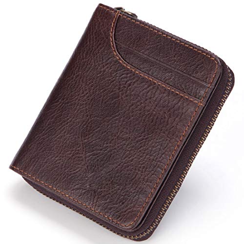 Wennew Monedero Minimalista Bolso de Mano con Cremallera Cuero Que restaura Maneras de Antediluvian Hombres y Mujeres cosmopolitas (Color : Color café)