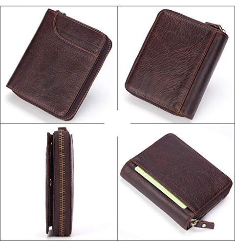 Wennew Monedero Minimalista Bolso de Mano con Cremallera Cuero Que restaura Maneras de Antediluvian Hombres y Mujeres cosmopolitas (Color : Color café)