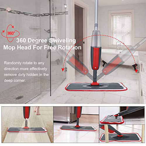 Winpok Mopa con Pulverizador, Spray Mop Función de Pulverización Mopa Pulverizador Giro de 360°, para Limpia Seca y Húmeda para Suelos Laminados, Azulejo y de Madera