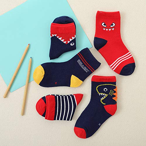 YANWANG 10 Pares de Calcetines para Niños Niñas Algodón Lindo 1-12 años(Cocodrilo,L:5-8 Años)
