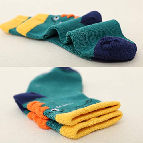 YANWANG 10 Pares de Calcetines para Niños Niñas Algodón Lindo 1-12 años(Cocodrilo,L:5-8 Años)