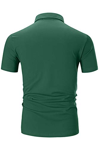 YCUEUST Polo Hombre Manga Corta Camisetas Deporte Clásico Plaid Cuello T-Shirt Verde Medium