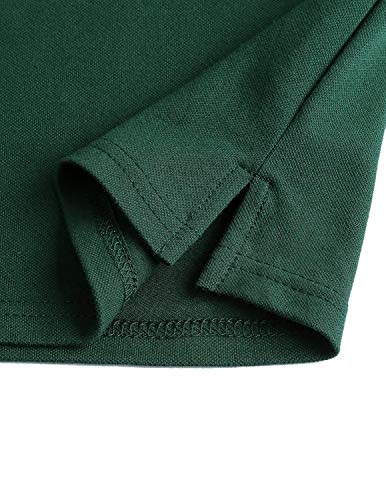 YCUEUST Polo Hombre Manga Corta Camisetas Deporte Clásico Plaid Cuello T-Shirt Verde Medium