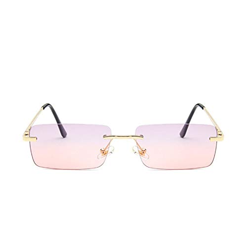 YIERJIU Gafas de Sol Gafas de Sol rectangulares pequeñas de Marca Mujer, Tonos Rosa Gris para Mujer, Gafas de Sol cuadradas sin Montura Vintage de los años 90, Unisex uv400,G
