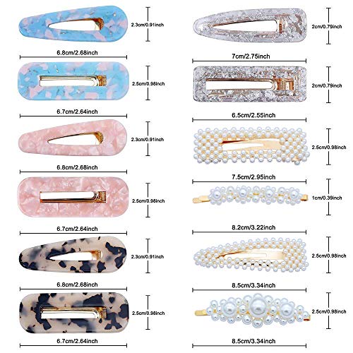 YMHPRIDE 12 unidades de resina acrílica perla pinzas para el cabello pasadores para las mujeres de las mujeres geométricas perlas Clips Barrettes accesorios para el cabello