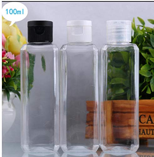 1pc 100ml Claro tirón de la Tapa Superior Recargables Botella Transparente pequeña Simple envase vacío Maquillaje líquido cosmético Botellas Azar