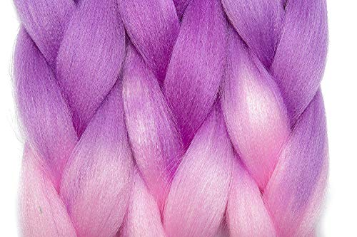 24"(60cm) SEGO 3PCS Extensiones de Pelo Sintético para Trenzas Africanas [Azul Real & Violeta & Rosa] Cabello Se Ve Natural sin Clip Crochet Braiding Twist Hair Extensions (300g)