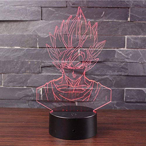3D Lámpara de Escritorio Mesa 7 cambiar el color botón táctil de escritorio del USB LED lámpara de tabla ligera Decoración para el Hogar Decoración para Niños Mejor Regalo (Dragon Ball)